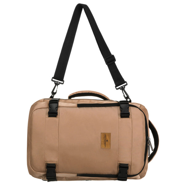 Smėlio spalvos poliesterinė kelioninė kuprinė „Peterson“ su kvėpuojančiomis petnešomis K56