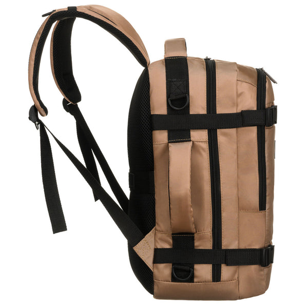 Smėlio spalvos poliesterinė kelioninė kuprinė „Peterson“ su kvėpuojančiomis petnešomis K56