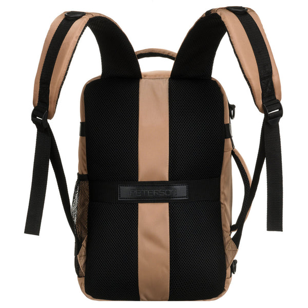 Smėlio spalvos poliesterinė kelioninė kuprinė „Peterson“ su kvėpuojančiomis petnešomis K56