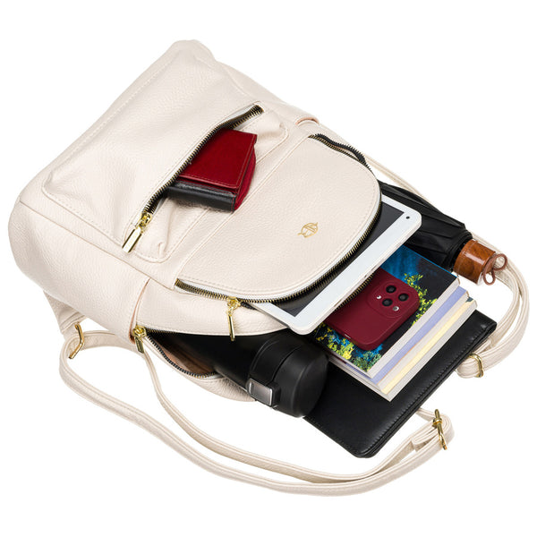 Smėlio spalvos tekstilinė kuprinė „Rovicky“ su reguliuojamomis petnešomis K41