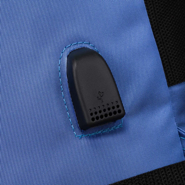 Mėlyna vandeniui atspari poliesterinė kelioninė kuprinė „Peterson“ su reguliuojamomis petnešomis K48