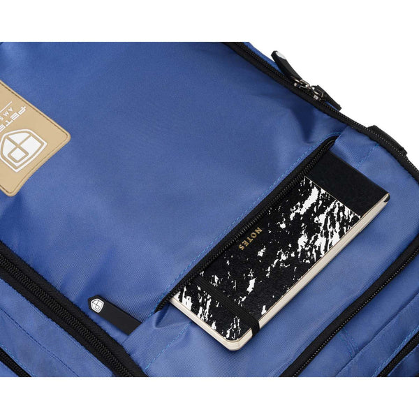 Mėlyna vandeniui atspari poliesterinė kelioninė kuprinė „Peterson“ su reguliuojamomis petnešomis K48