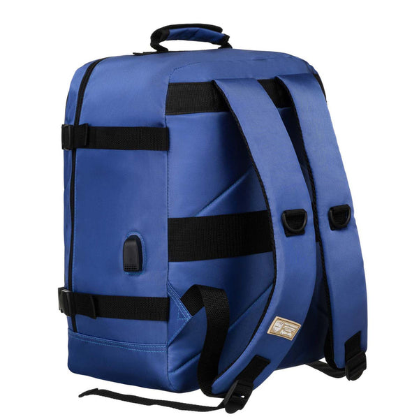 Mėlyna vandeniui atspari poliesterinė kelioninė kuprinė „Peterson“ su reguliuojamomis petnešomis K48