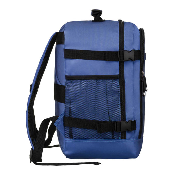 Mėlyna vandeniui atspari poliesterinė kelioninė kuprinė „Peterson“ su reguliuojamomis petnešomis K48