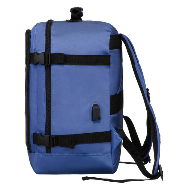 Mėlyna vandeniui atspari poliesterinė kelioninė kuprinė „Peterson“ su reguliuojamomis petnešomis K48