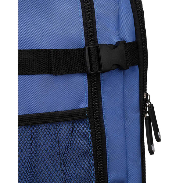 Mėlyna vandeniui atspari poliesterinė kelioninė kuprinė „Peterson“ su reguliuojamomis petnešomis K48