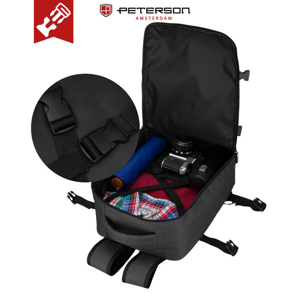 Vandeniui atspari poliesterinė kelioninė kuprinė „Peterson“, juoda K2