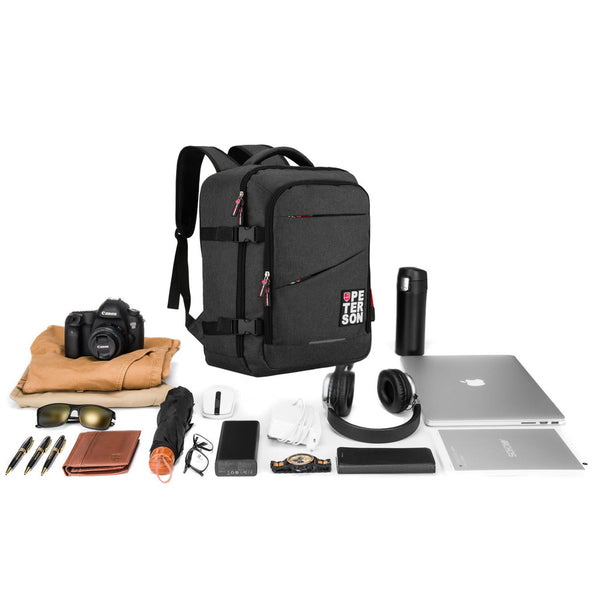 Vandeniui atspari poliesterinė kelioninė kuprinė „Peterson“, juoda K2