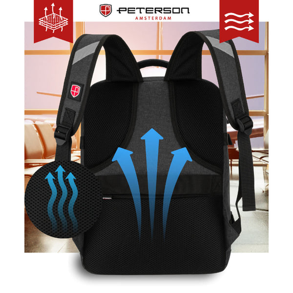 Vandeniui atspari poliesterinė kelioninė kuprinė „Peterson“, juoda K2