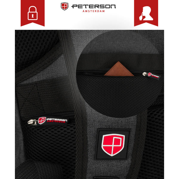 Vandeniui atspari poliesterinė kelioninė kuprinė „Peterson“, juoda K2