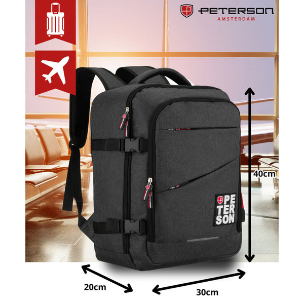 Vandeniui atspari poliesterinė kelioninė kuprinė „Peterson“, juoda K2