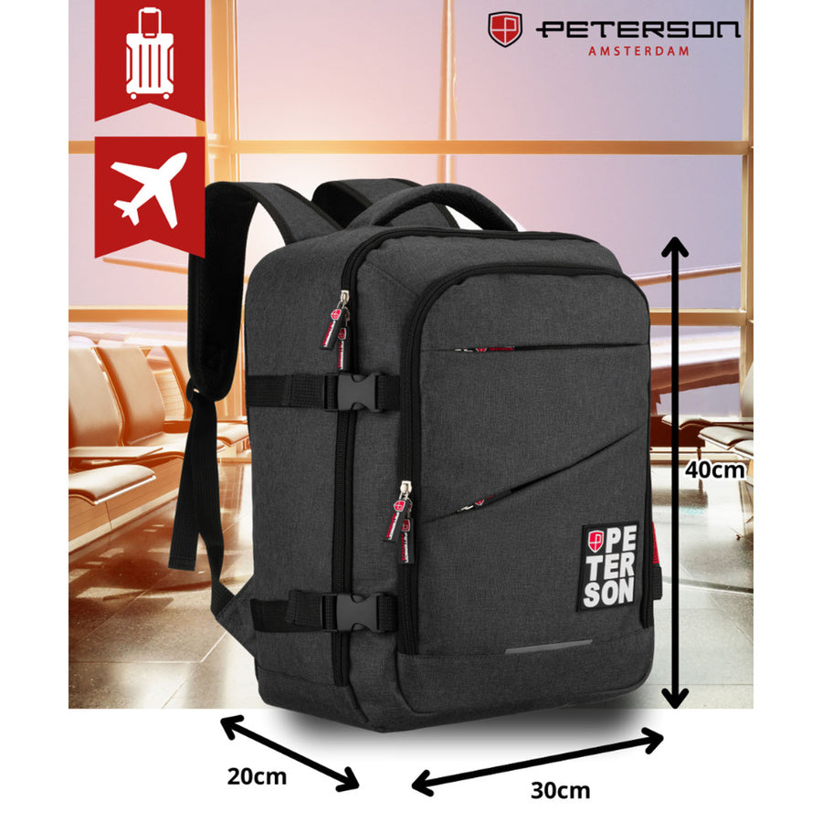 Vandeniui atspari poliesterinė kelioninė kuprinė „Peterson“, juoda K2