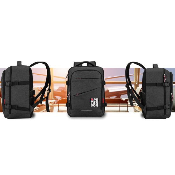 Vandeniui atspari poliesterinė kelioninė kuprinė „Peterson“, juoda K2