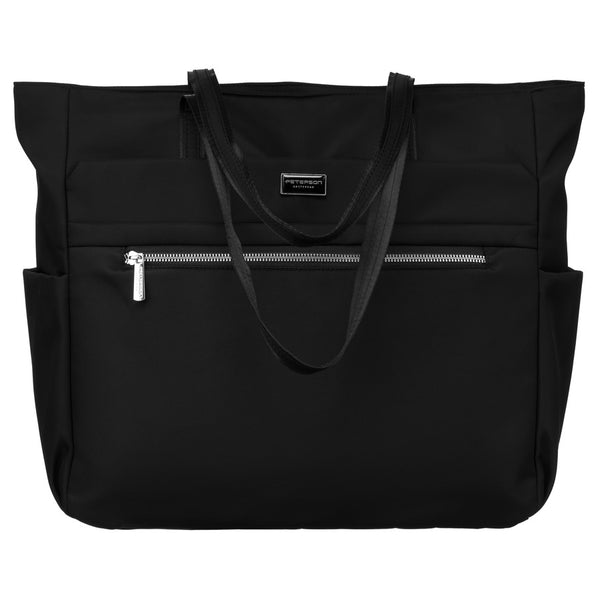 Talpi elegantiška moteriška shopper rankinė per petį „Peterson“, juoda, dirbtinė oda RM9