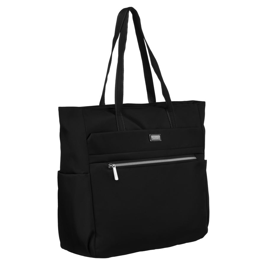 Talpi elegantiška moteriška shopper rankinė per petį „Peterson“, juoda, dirbtinė oda RM9