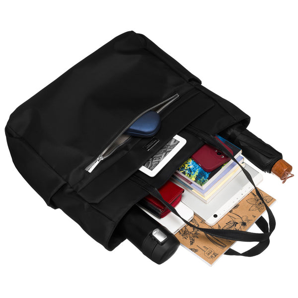 Talpi elegantiška moteriška shopper rankinė per petį „Peterson“, juoda, dirbtinė oda RM9