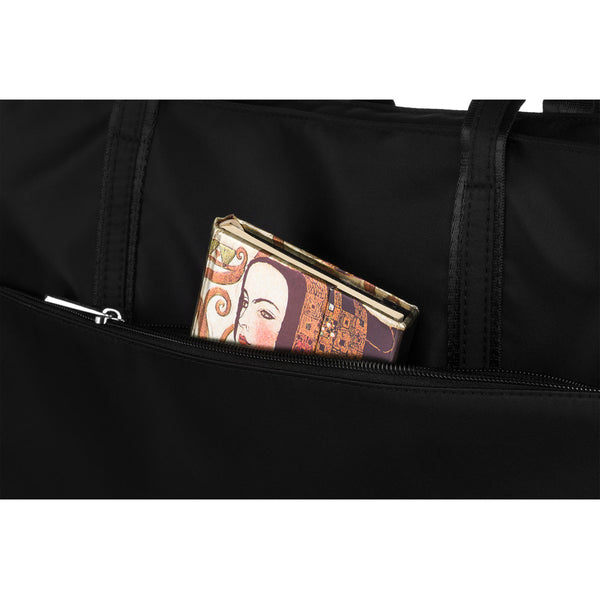 Talpi elegantiška moteriška shopper rankinė per petį „Peterson“, juoda, dirbtinė oda RM9