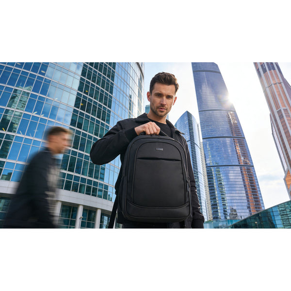 Talpi kelioninė kuprinė lėktuvui (38×27×16 cm) „Rovicky“, poliesterinė, juoda