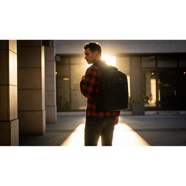 Talpi kelioninė kuprinė lėktuvui (38×27×16 cm) „Rovicky“, poliesterinė, juoda