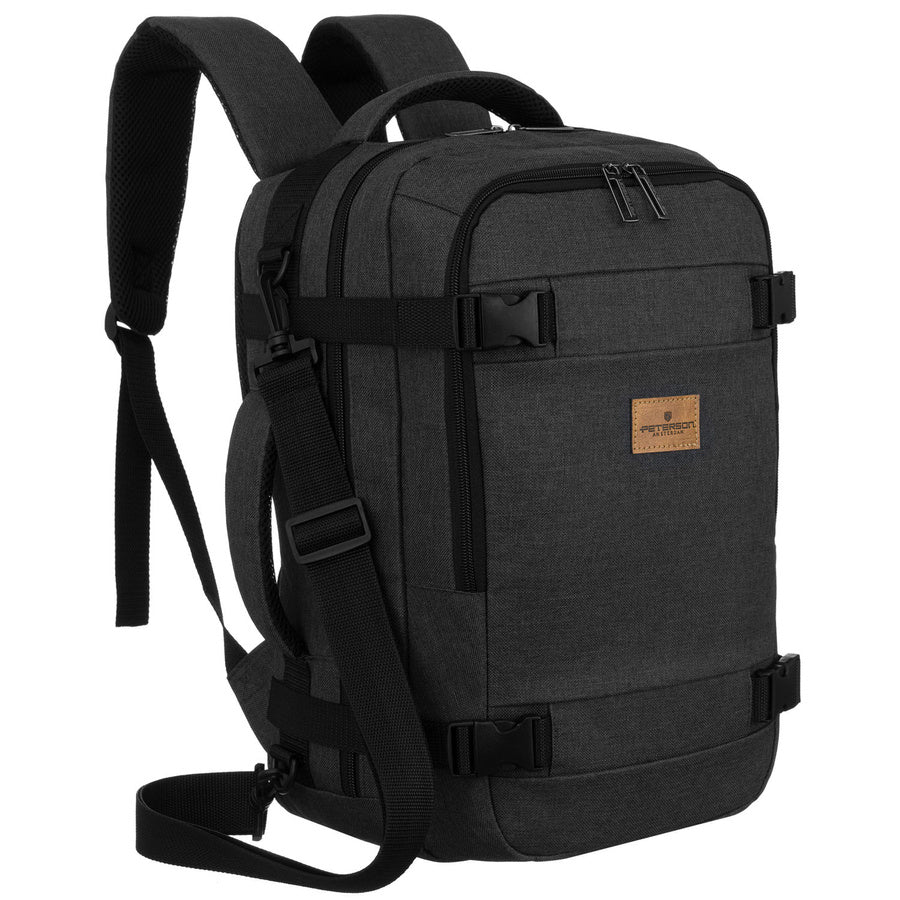 Talpi juoda poliesterinė kelioninė rankinio bagažo kuprinė „Peterson“ K53