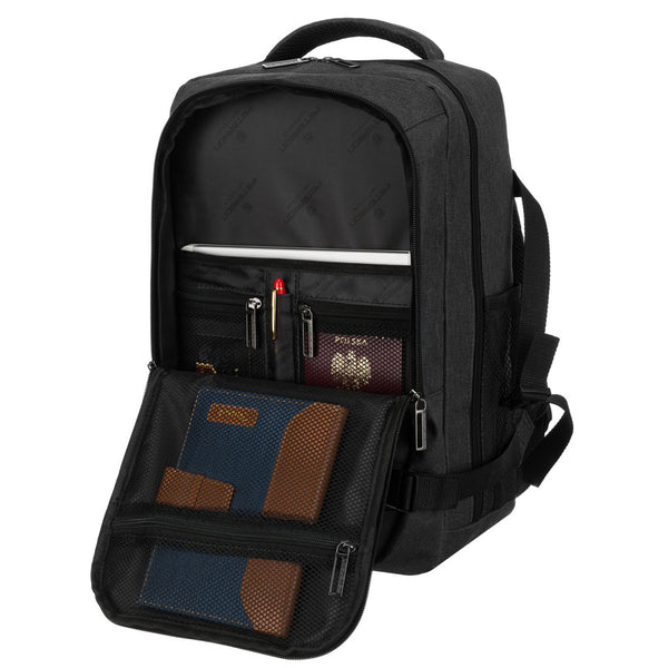 Talpi juoda poliesterinė kelioninė rankinio bagažo kuprinė „Peterson“ K53