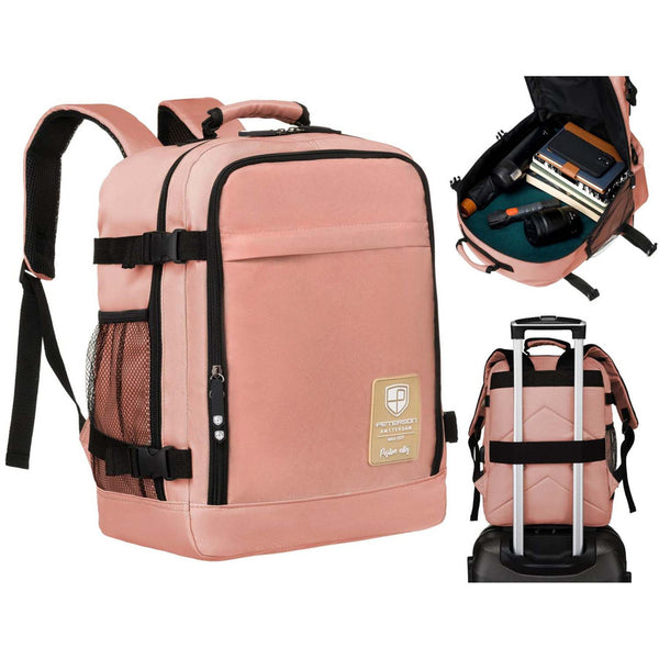 Talpi rožinė kelioninė rankinio bagažo kuprinė „Peterson“ su USB jungtimi K46