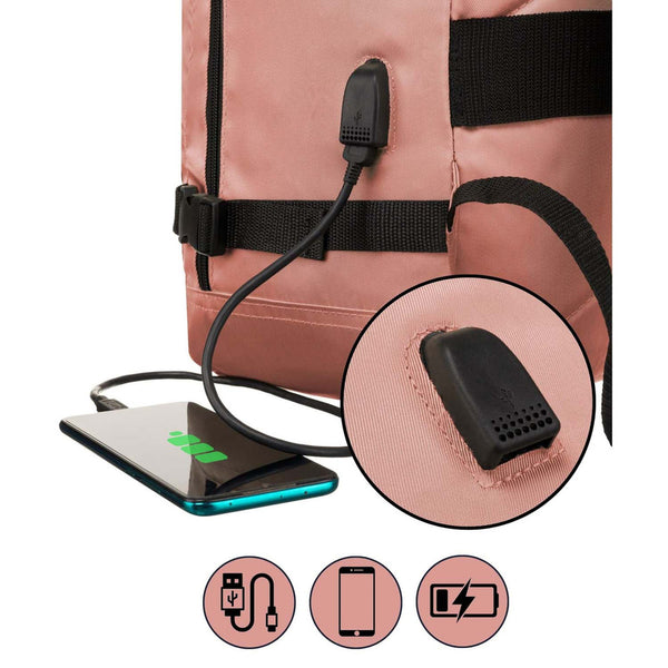 Talpi rožinė kelioninė rankinio bagažo kuprinė „Peterson“ su USB jungtimi K46