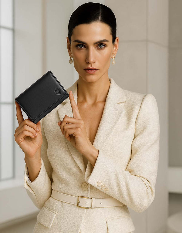 Moteriška odinė piniginė Stevens P40, juoda