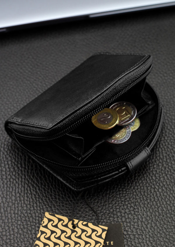 Moteriška odinė piniginė STEVENS, juoda, su RFID apsauga