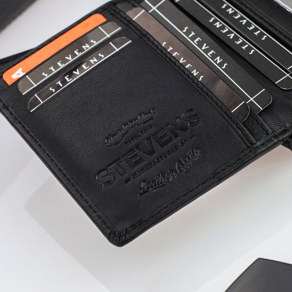 Moteriška odinė piniginė Stevens, juoda, su RFID apsauga Z01-D03