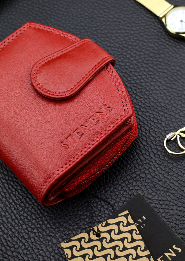 Piniginė moterims Stevens, raudona, su RFID apsauga