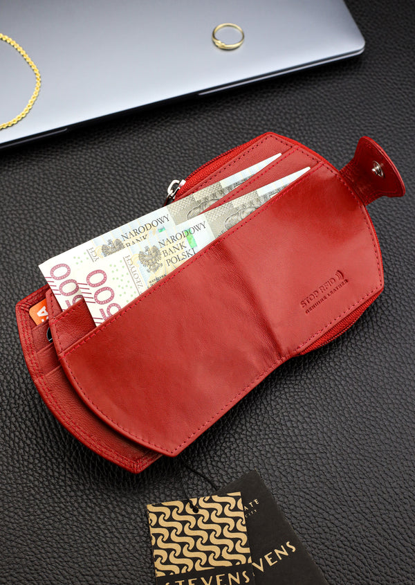Piniginė moterims Stevens, raudona, su RFID apsauga