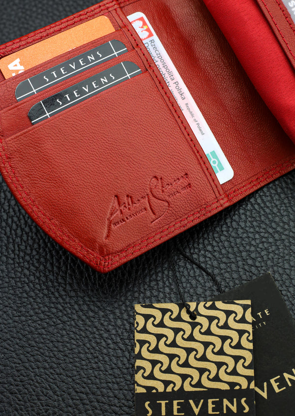 Piniginė moterims Stevens, raudona, su RFID apsauga