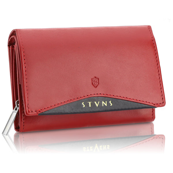 Moteriška odinė piniginė STEVENS su RFID Z02 / RB raudonos spalvos D1876