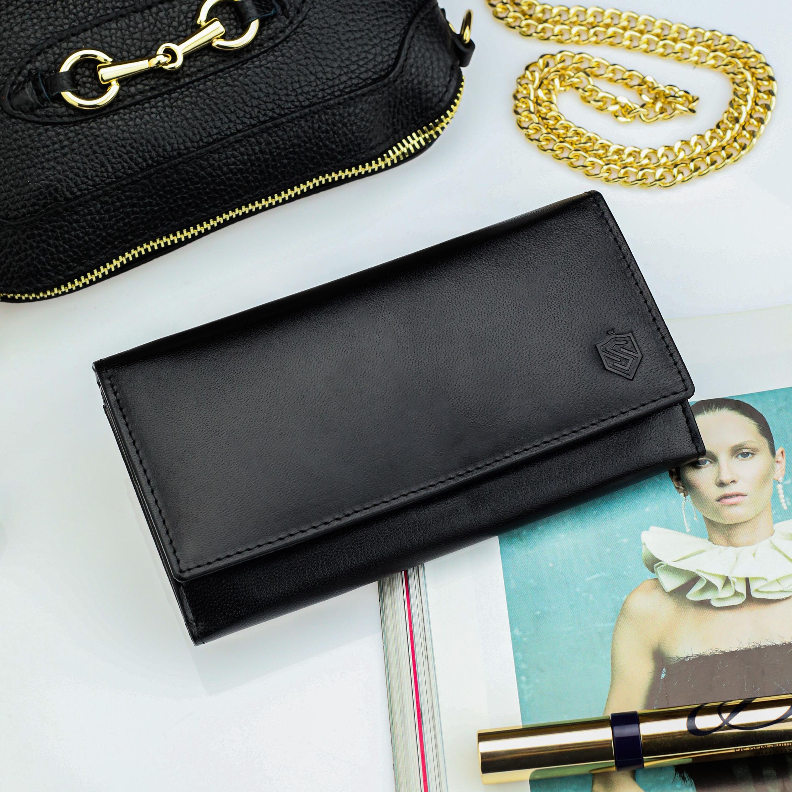 Stevens moteriška odinė piniginė Z2, juoda D3