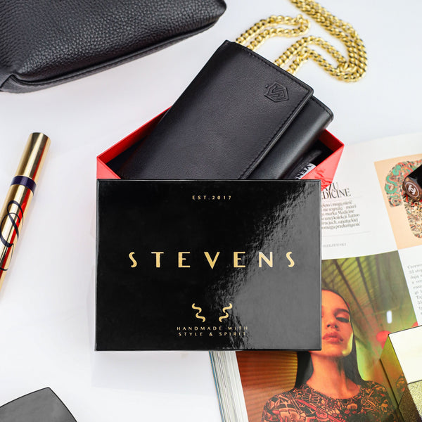 Stevens moteriška odinė piniginė Z2, juoda D3