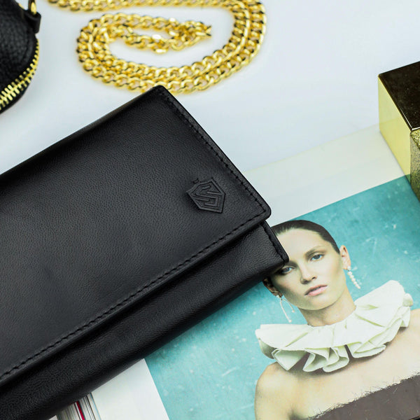 Stevens moteriška odinė piniginė Z2, juoda D3