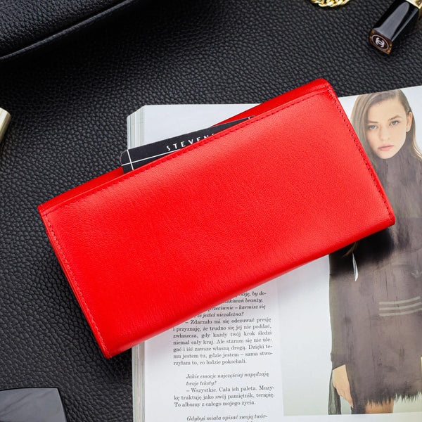 Moteriška odinė piniginė STEVENS Extended Z02-063M raudona su RFID apsauga D1885