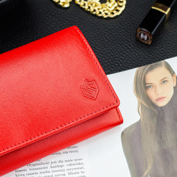 Moteriška odinė piniginė STEVENS Extended Z02-063M raudona su RFID apsauga D1885