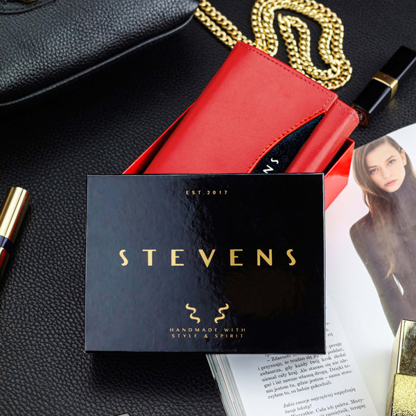 Moteriška odinė piniginė STEVENS Z02 / RB-063M Extended raudona su RFID apsauga D1884