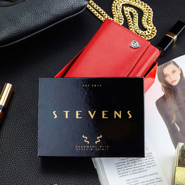 Moteriška odinė piniginė STEVENS Z03-063M raudonos spalvos su RFID apsauga D1883