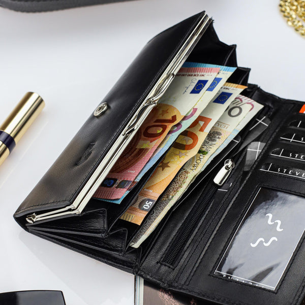 Moteriška piniginė STEVENS, juoda D1683