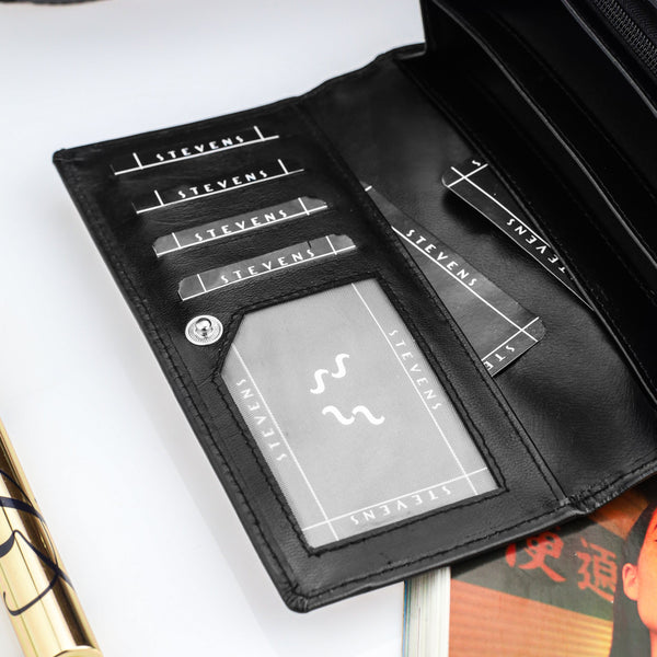 Moteriška odinė pinigine Stevens P37B, juoda D1905