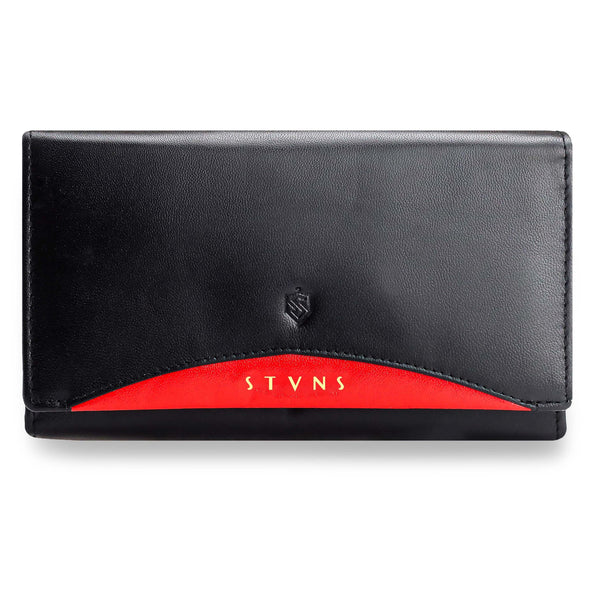 Moteriška odinė piniginė Stevens, juoda, RFID 210-R