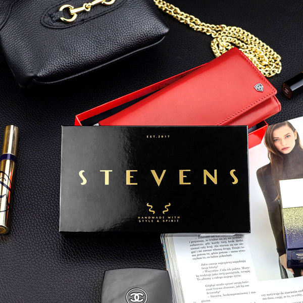 Moteriška odinė piniginė „STEVENS“ Z03-210 raudona su RFID apsauga D1810