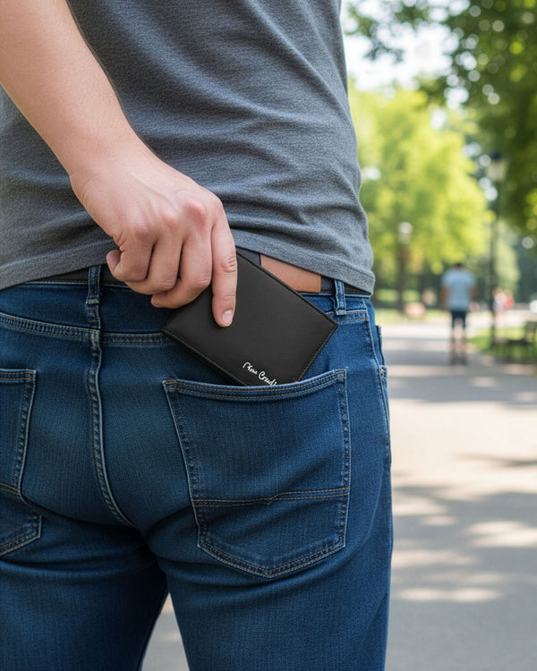 Vyriška piniginė ir diržas Pierre Cardin dėžutėje, juoda, natūrali oda