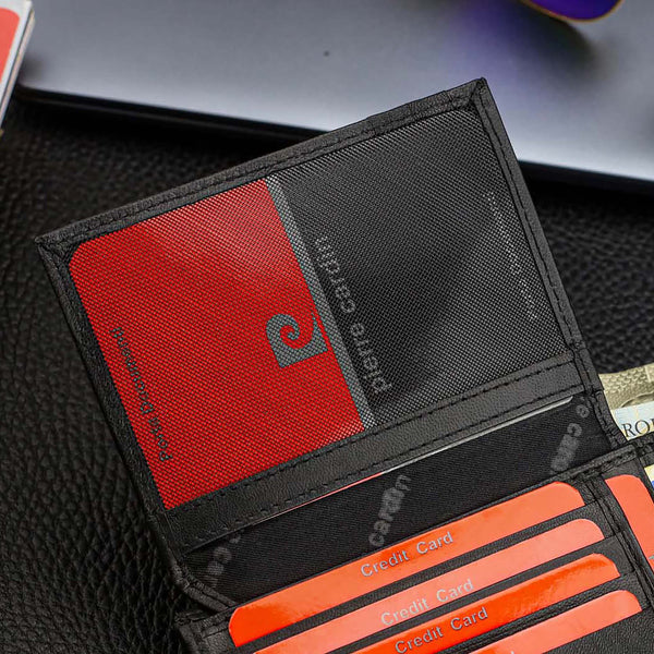 Vyriška piniginė ir diržas Pierre Cardin dėžutėje, juoda, natūrali oda