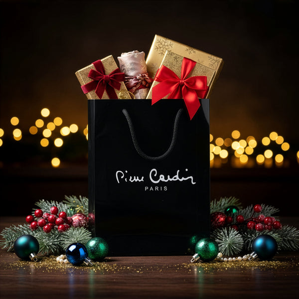 Vyriška piniginė ir diržas Pierre Cardin dėžutėje, juoda, natūrali oda