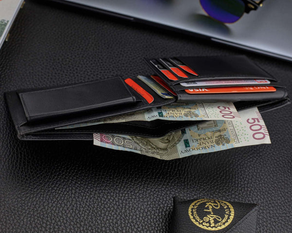 Vyriška piniginė Pierre Cardin, juoda-raudona, natūrali oda, RFID apsauga 75TILAK