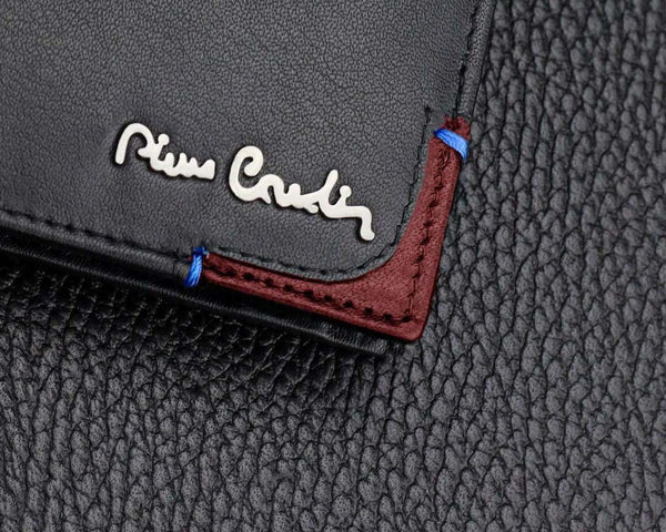 Vyriška piniginė Pierre Cardin, juoda-raudona, natūrali oda, RFID apsauga 75TILAK